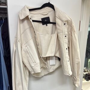 Cream Utility Jacket with Classic Cut